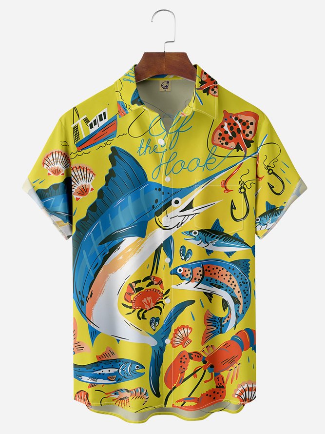 Marlin Chest Pocket Short Sleeve Hawaiian Shirt