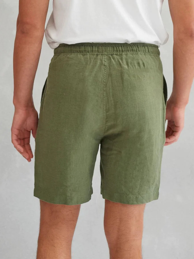 Side view of Men Summer Fish Vacation No Elasticity Household Loose Elastic Band Bermuda H-Line Shorts