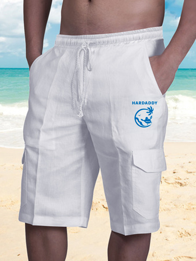 Side view of Plain Summer Vacation No Elasticity Wicking Holiday Cargo pants Shorts Regular Shorts for Men