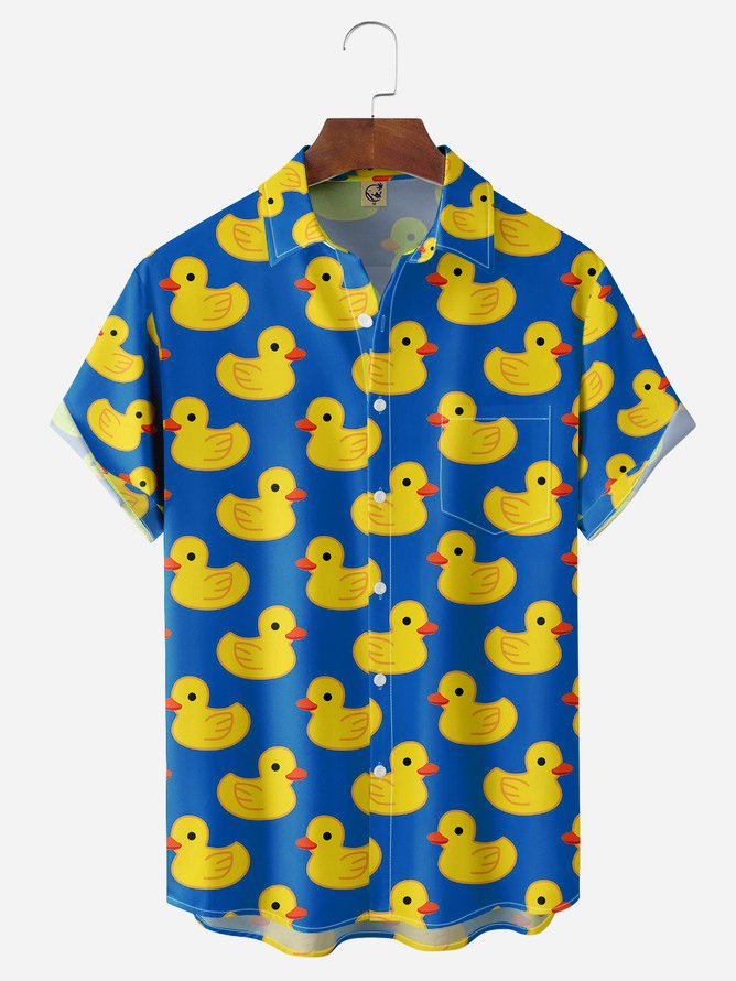 Ducks Chest Pocket Short Sleeve Hawaiian Shirt
