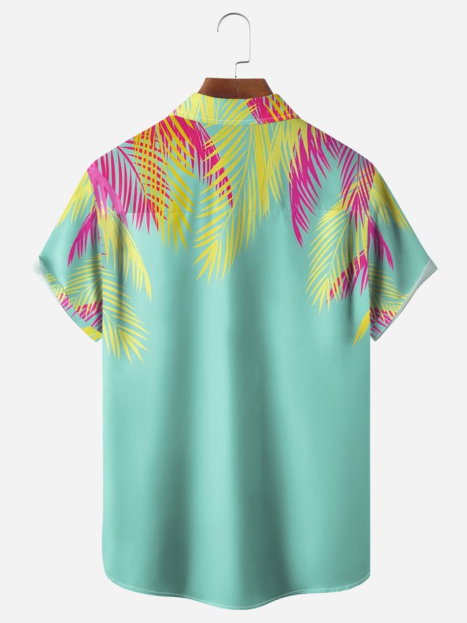 Tropical Flamingo Chest Pocket Short Sleeve Hawaiian Shirt