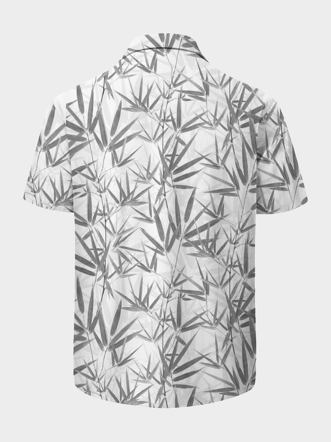 Side view of Men Summer Plants Vacation Natural Micro-Elasticity Commuting H-Line Regular Shirt Collar Aloha Shirts