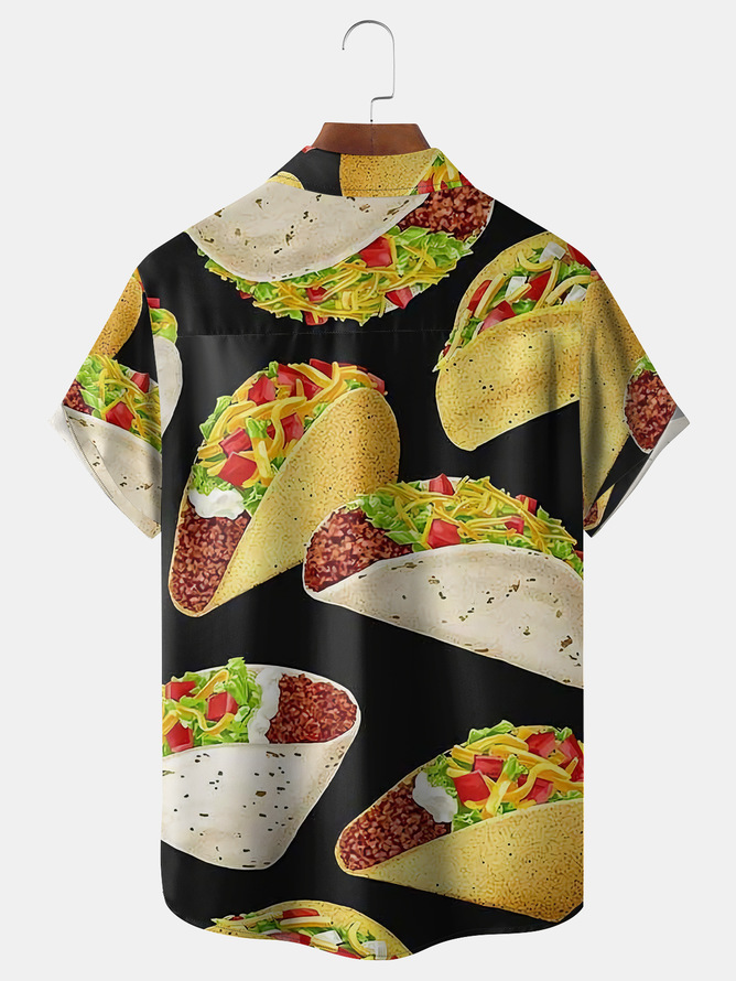 Side view of Casual Summer Mexican Culture Lightweight Daily Oversize Short Sleeve Regular H-Line Aloha Shirts for Men