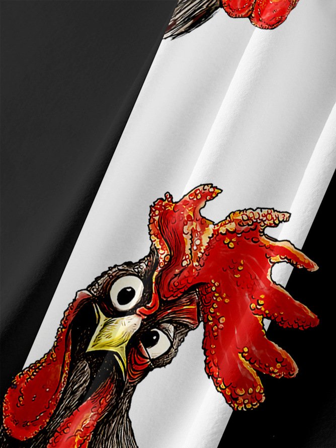 Side view of Men Casual Animal Summer Polyester Lightweight Micro-Elasticity Vacation Short Sleeve H-Line Bowling Shirts