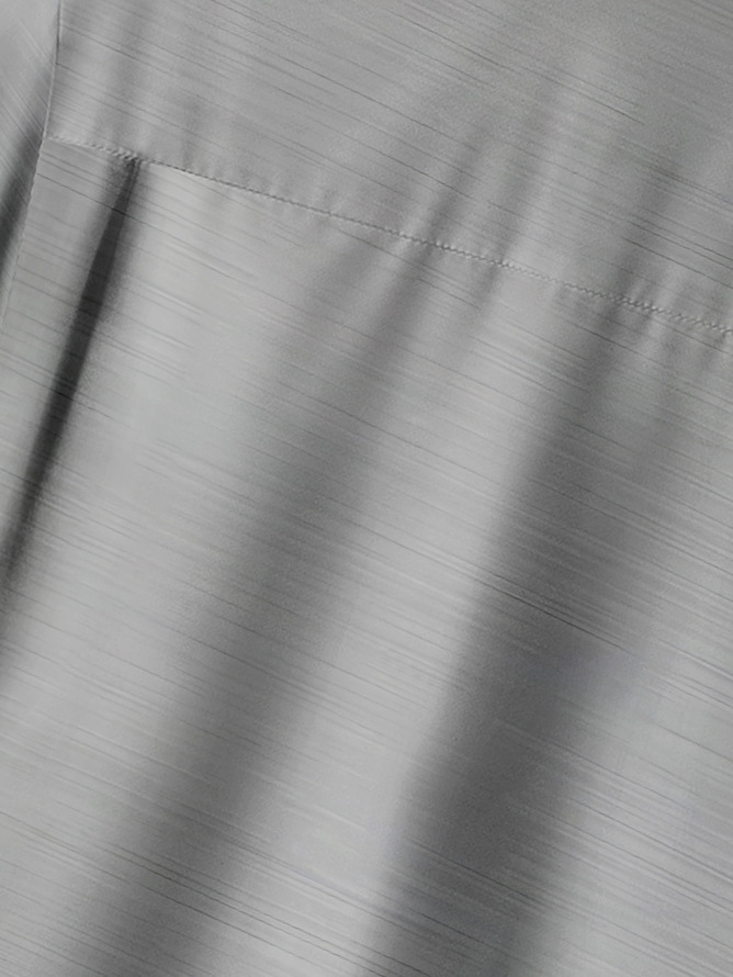 Side view of Geometric Casual Summer Lightweight Micro-Elasticity Commuting Oversize Short Sleeve Regular Bowling Shirts for Men