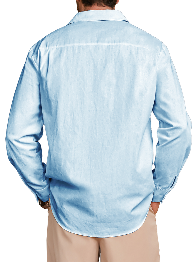 Side view of Men Casual Spring/Fall Plants Natural No Elasticity Long Sleeve Regular Regular Shirt Collar Aloha Shirts