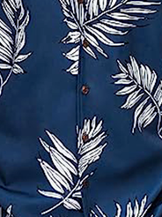 Side view of Men Casual Floral Spring/Fall Polyester Natural No Elasticity Long Sleeve Regular Shirt Collar Aloha Shirts