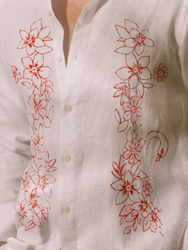 Floral Flamingo Long Sleeve Casual Shirt