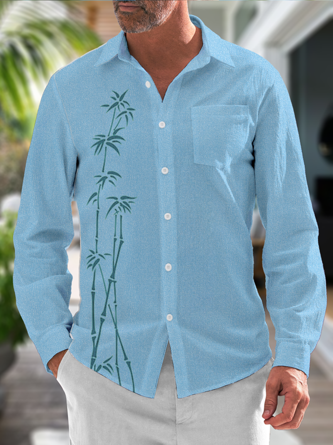 Bamboo Chest Pocket Long Sleeve Casual Shirt