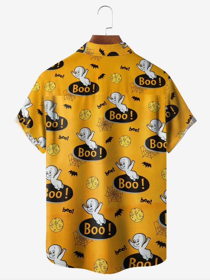 Halloween Chest Pocket Short Sleeve Casual Shirt