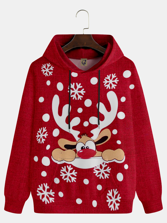 Men Casual Autumn Christmas Elk Polyester Holiday Loose Long Sleeve H-Line Regular Hoodies-image-16232885
