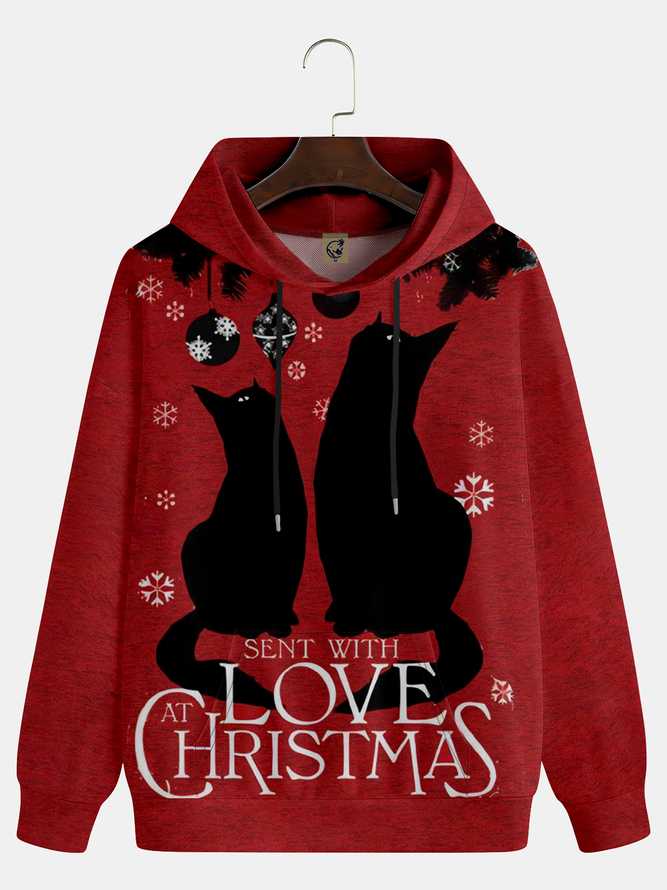 Men Casual Autumn Cat Polyester Hoodie Loose Long Sleeve Regular Regular Hoodies-image-16232877