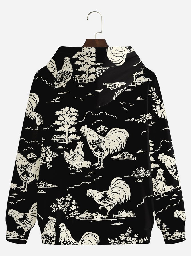 Side view of Men Casual Painting Autumn Polyester Commuting Long Sleeve H-Line Regular Medium Elasticity Hoodies