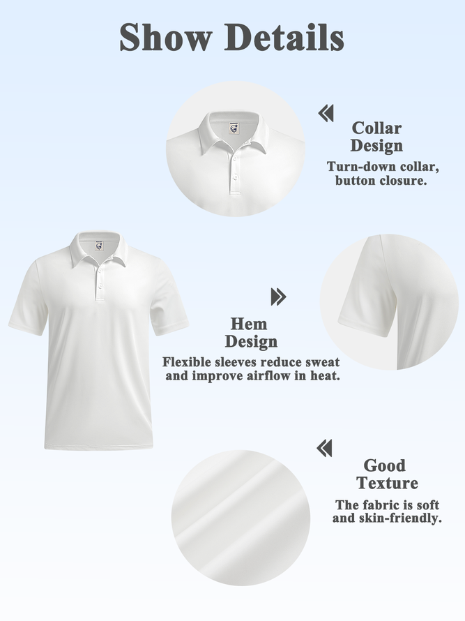 Side view of Summer Leaf Vacation Polyester Micro-Elasticity Breathable Vacation Regular Fit Shawl Collar Golf Polo for Men