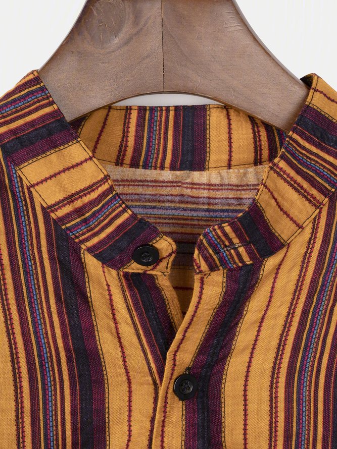 Brown Striped Casual Printed Shirts