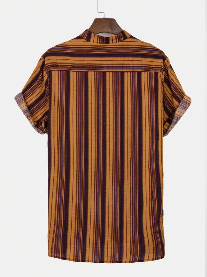 Brown Striped Casual Printed Shirts