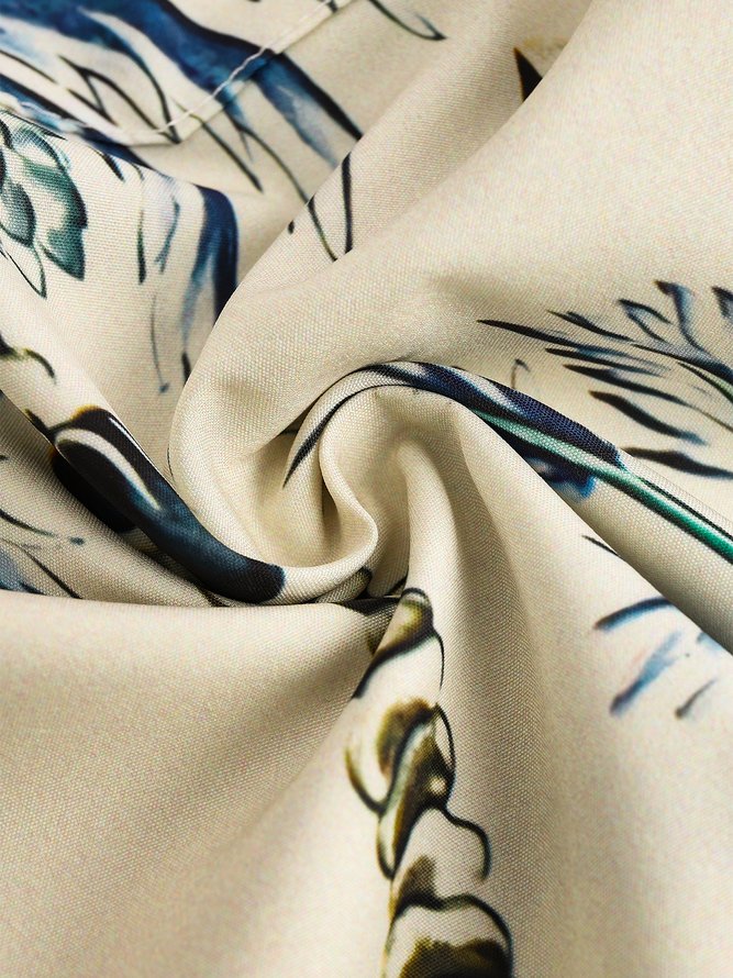 Men's Botanical Print Casual Breathable Short Sleeve Hawaiian Shirt