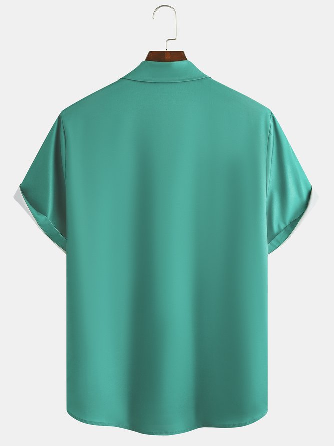 Mens Peace Print Casual Breathable Short Sleeve Shirt