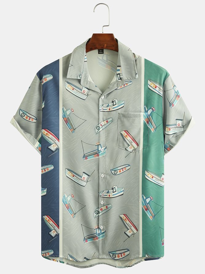 Men's War Peace Print Loose Short Sleeve Hawaiian Shirt