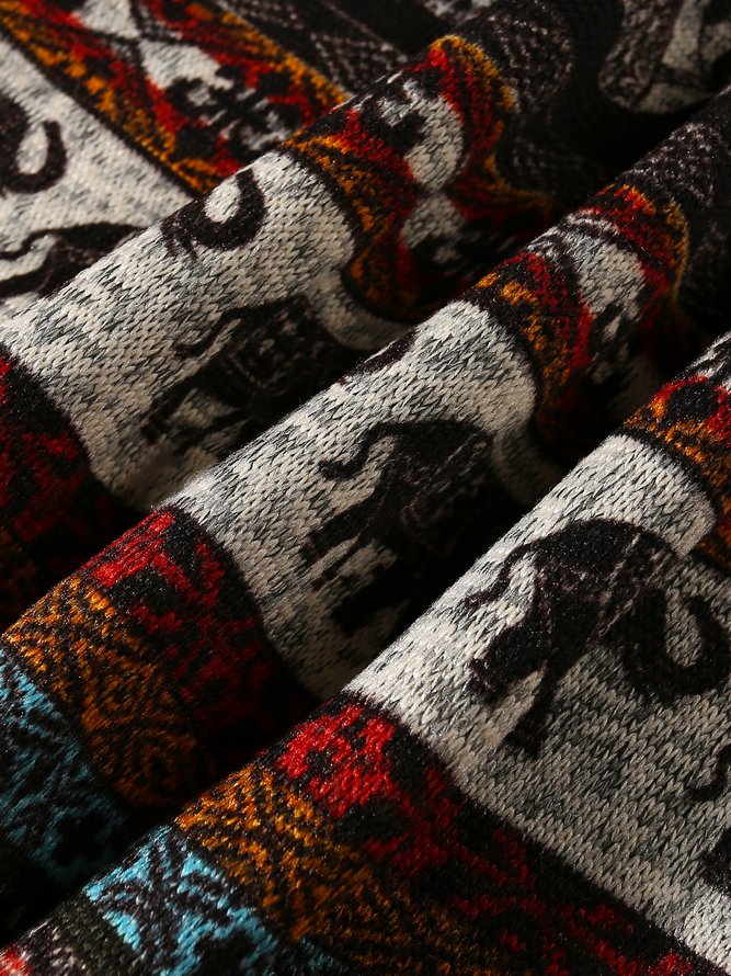 Elephants Hoodie Sweatshirt Knit Coat