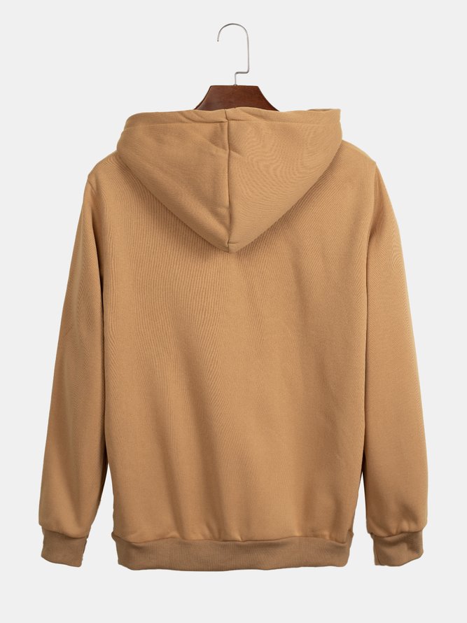 Brown Casual Hoodie Plain Sweatshirt