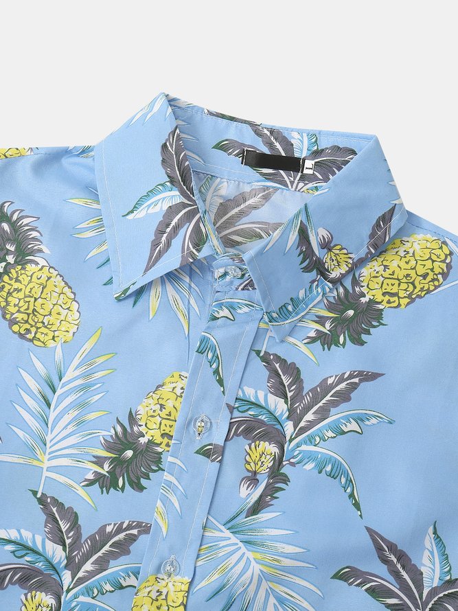 Mens Print Shirt Collar Long Sleeve Hawaiian Shirts