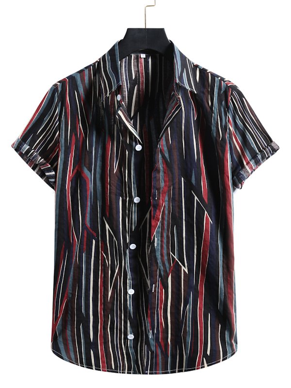 Stripes Square Neck Casual Shirt