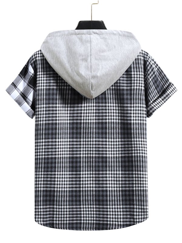 Hoodie Plaid Cotton-Blend Shirt