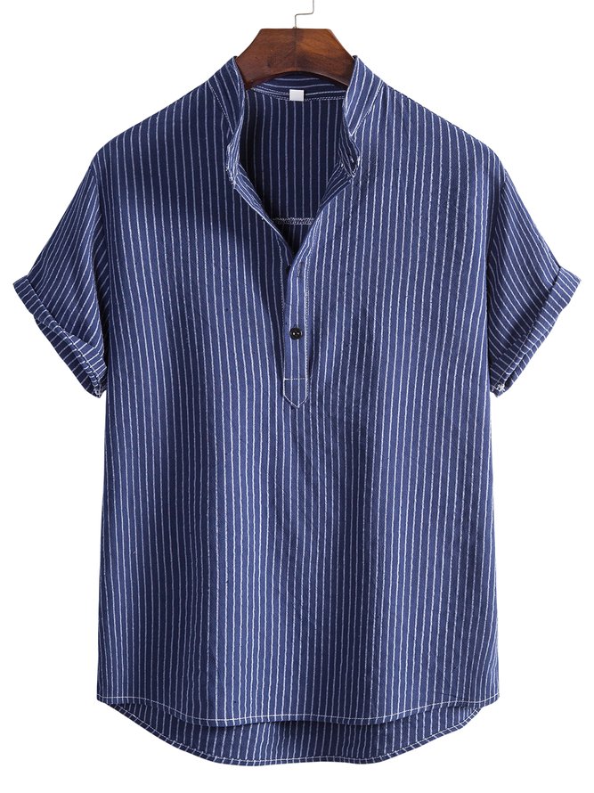 Men's Cotton-Blend Vintage Shirt Collar Shirts | hawalili
