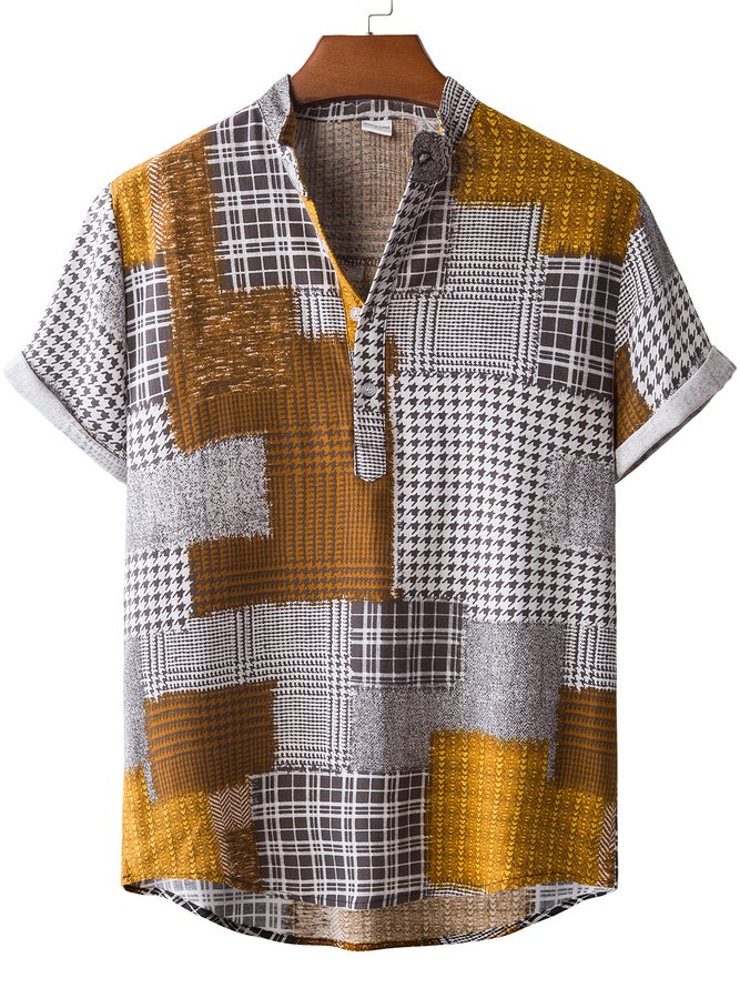 Men's Shirt Collar Cotton-Blend Tribal Shirts
