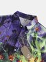 Mens Halloween Print Casual Short Sleeve Shirt with Chest Pocket