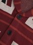 Red Casual Geometric Shawl Neck Sweater