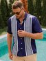 Men's Geometric Line Print Casual Breathable Short Sleeve Hawaiian Shirt