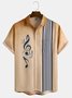 Mens Music Print Casual Hawaiian Short Sleeve Shirt
