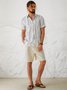 Cotton Linen Geometric Print Casual Short Sleeve Shirt