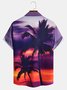 Mens Vacation Coconut Tree Print Front Buttons Soft Breathable Chest Pocket Casual Hawaiian Shirt