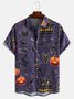 Men's Halloween Print Casual Breathable Hawaiian Short Sleeve Shirt