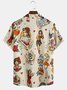 Mens Hula Girl Print Front Buttons Short Sleeve Shirt Loose Casual Hawaiian Shirt