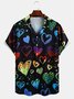 Men's Heart Print Casual Short Sleeve Hawaiian Shirt