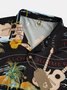 Men's Music Guitar Print Casual Breathable Fabric Hawaiian Short Sleeve Shirt