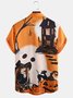 Cotton Linen Halloween Print Casual Short Sleeve Shirt