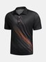 Casual Art Collection Gradient Striped Geometric Pattern Lapel Short Sleeve Polo Print Top