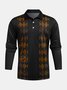 Casual Art Collection Gradient Abstract Stripes Geometric Color Block Pattern Lapel Button Long Sleeve Print Polo Shirt