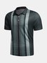 Striped Buttons Short Sleeve Polo