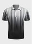 Casual Art Collection Gradient Striped Geometric Pattern Lapel Short Sleeve Polo Print Top