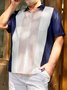 Mens Ombre Print Front Buttons Soft Breathable Chest Pocket Casual Bowling Shirt
