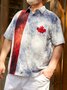 Canada Day Dark Pattern Chest Pocket Short Sleeve Bowling Shirt
