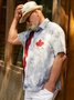 Big Size Canada Day Chest Pocket Short Sleeve Bowling Shirt