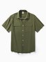Cotton And Linen Retro Plain Color Holiday Short-sleeved Shirt