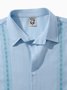 Cotton Linen Embroidered Pattern Short Sleeve Shirt